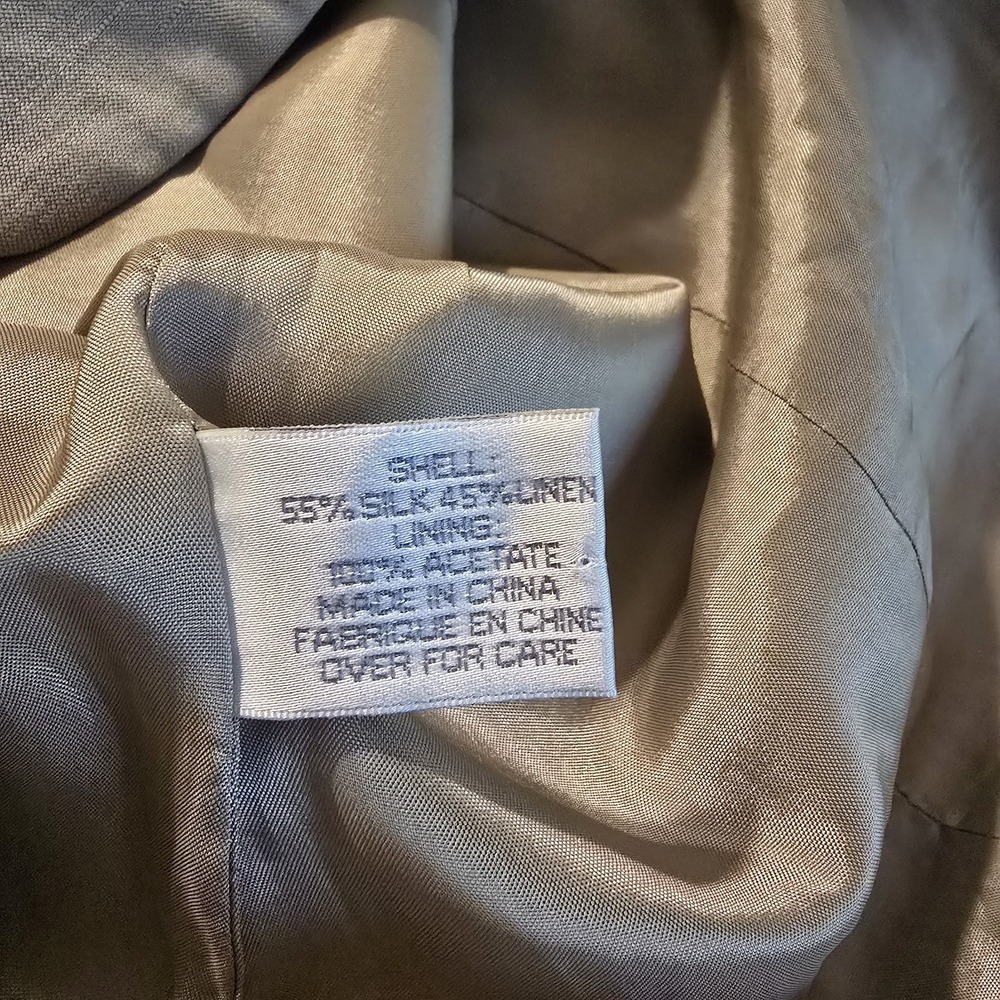 Vintage Express Tailleur Silk Linen Skirt Suit Set Taupe Tan Blazer Skirt 9/10 - Picture 6 of 6